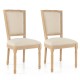 French Dining Chair Set of 2 with Rectangular Backrest and Solid Rubber Wood Frame