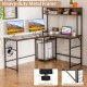 L-shaped Desk with Power Outlet Hutch