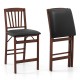 Set of 2 Counter Height Chairs Folding Kitchen Island Stool with Padded Seat