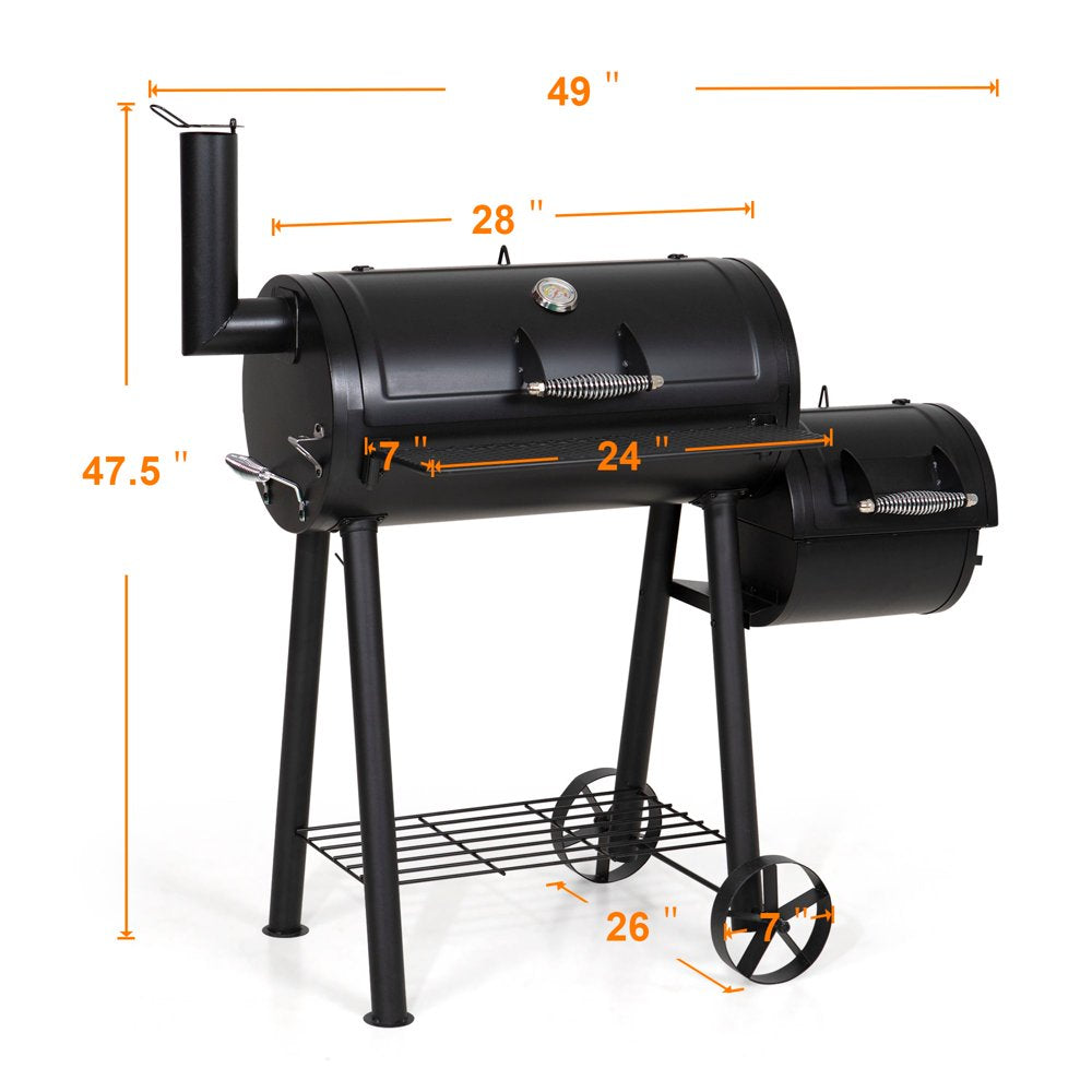 Sophia & William Portable Charcoal BBQ Grill with Offset Smoker, 512 sq. in. Cooking Area, Rust-Resistant, Easy Clean, Built-in Thermometer