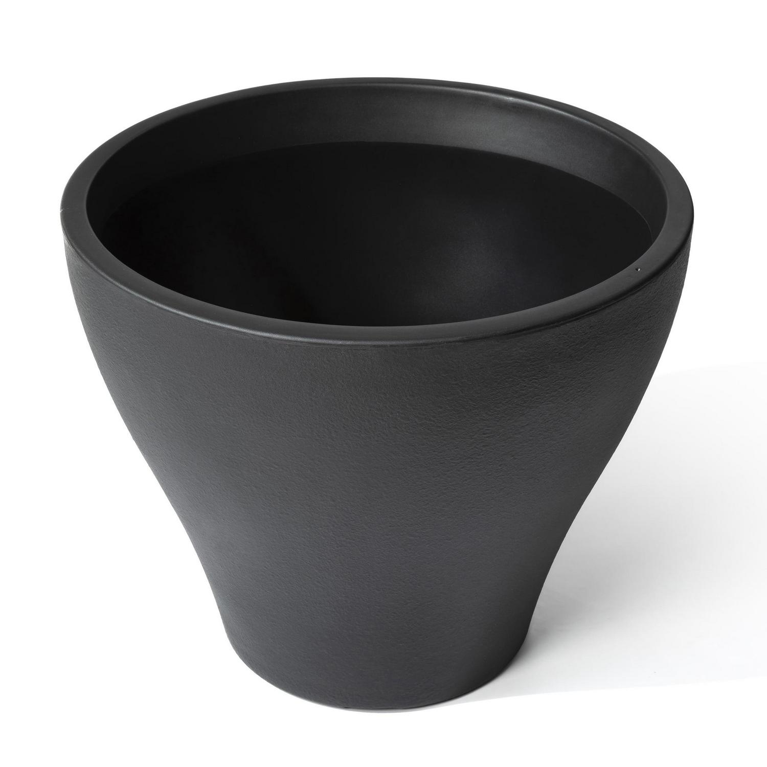 Step2 Fernway 20′′ Tall Onyx Black Round Plastic Planters 2-Pack – Self-Watering, Indoor/Outdoor Use