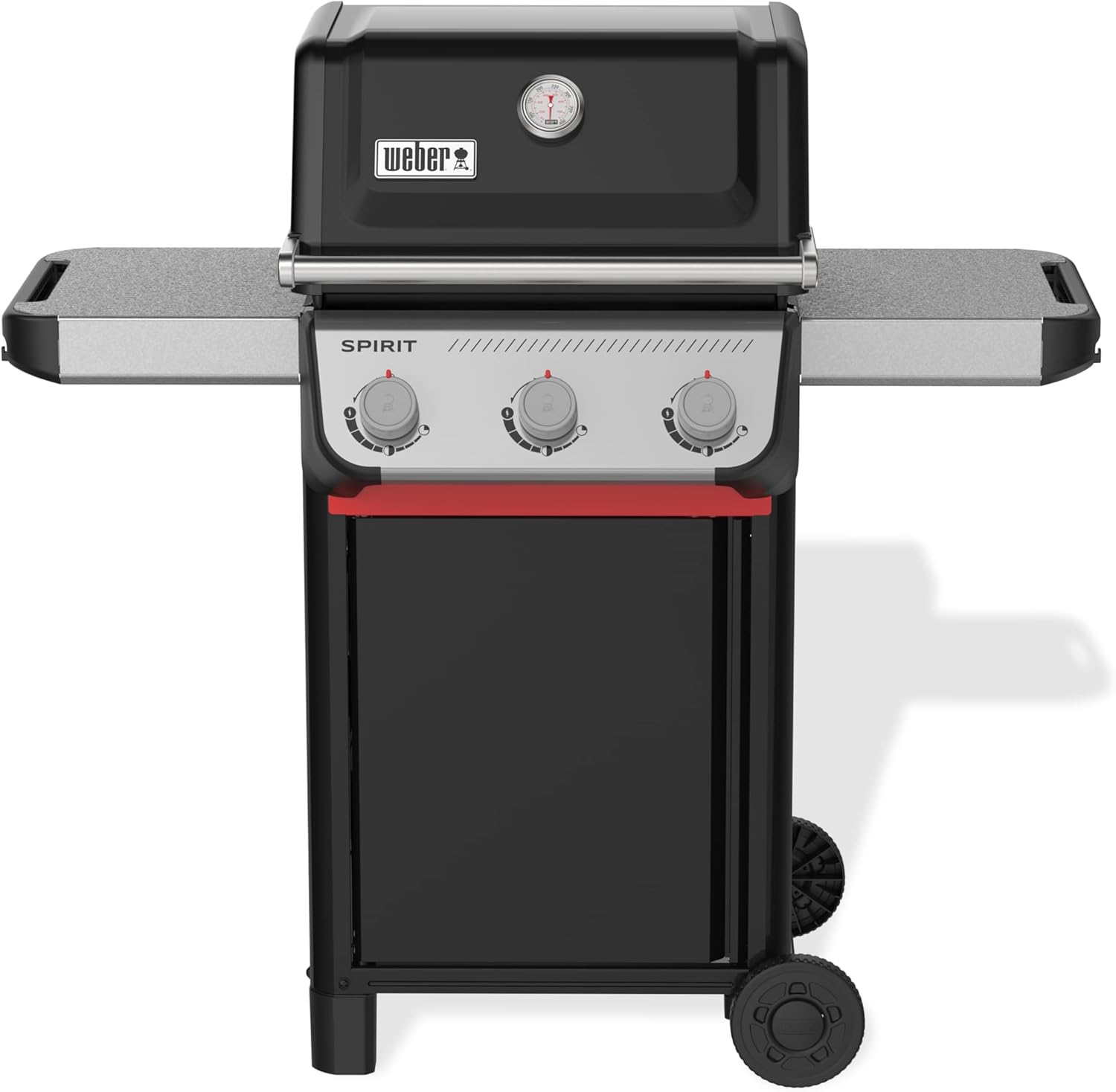 Weber Spirit E-210 gasgrill, 2 brændere, 51 x 46 cm grillplads, varmebeholdningsrist, låg termometer, 2 hjul - sort/sølv (1500833)