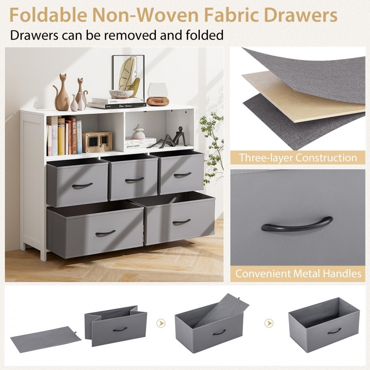 Fabric Dresser with 5 Drawers for Bedroom