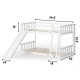 Twin Over Twin Bunk Wooden Low Bed with Slide Ladder for Kids