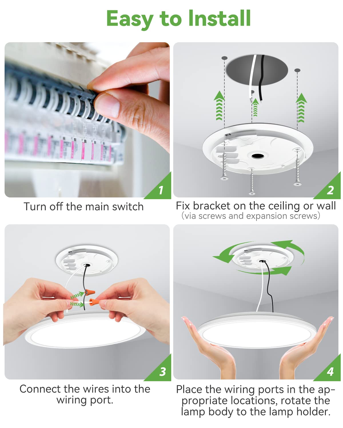 Zemty 12′′ LED Flush Mount Ceiling Light, 28W 3200lm, Adjustable Color Temp, Modern, 6 Pack