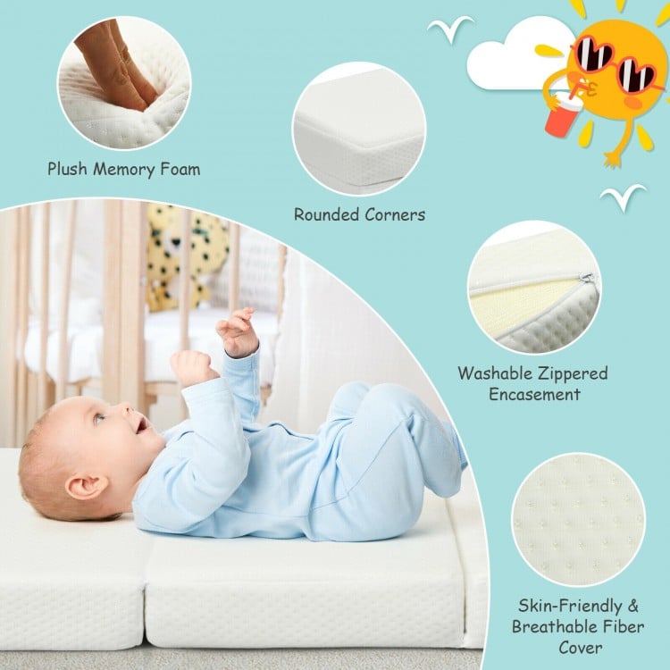 Memory Foam Foldable Baby Mattress with Carrying Bag