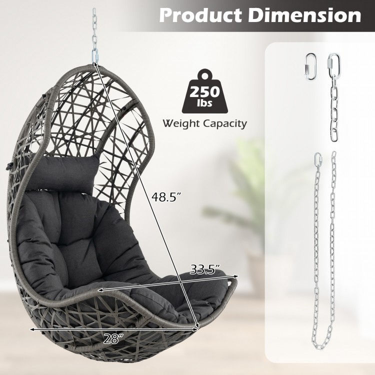 Hanging Egg Chair PE Rattan Swing Hammock Chair with Soft Pillow and Cushion