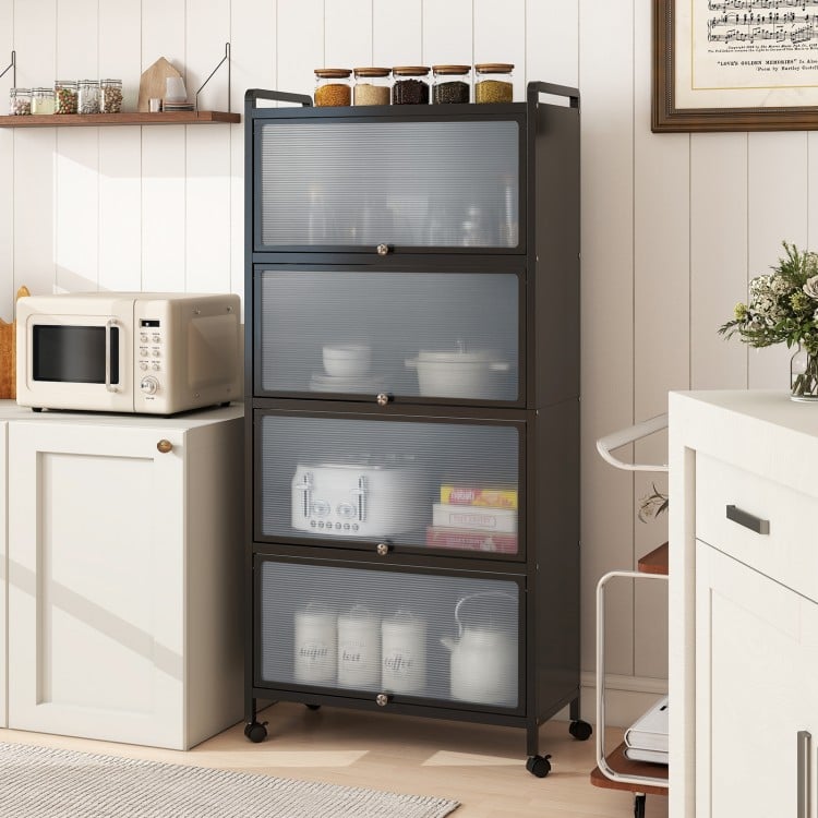 5-Tier Kitchen Pantry Storage Cabinet with Flip-Up Doors