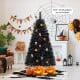 6/7/8 Feet Black Artificial Halloween Christmas Tree with PVC Branch Tips and 210/320/450 Cool White LED Lights
