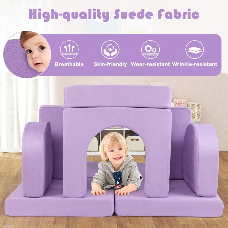 8-Piece Modular Kids Play Couch with Comfy Suede Fabric