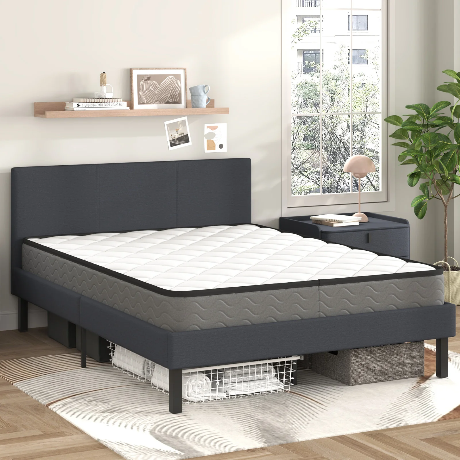 Bed Frame Single Size Mattress Base Upholstered