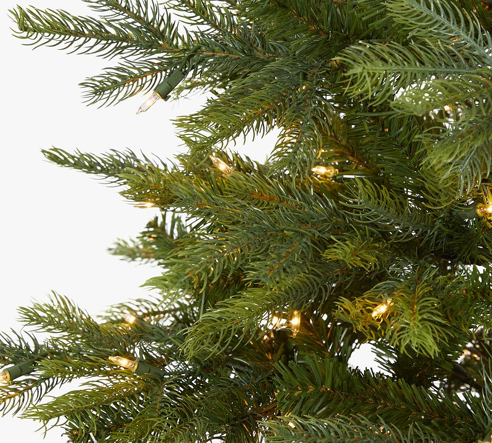 Lit North Carolina Spruce Faux Christmas Tree – Bendable Branches, Warm-White Lights, Includes Stand, PE/PVC, Two Sizes Available