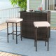 3 Pcs Patio Bar Set with Tempered Glass Tabletop