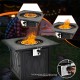 32 Inch Propane Fire Pit Table Square Tabletop with Lava Rocks Cover 50000 BTU