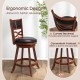 Bar Stools Set of 2 with Rubber Wood Frame and Faux Leather Upholstered Seat