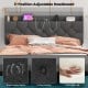 Full/Queen Size Floating Bed Frame with LED and Headboard and Charging Station