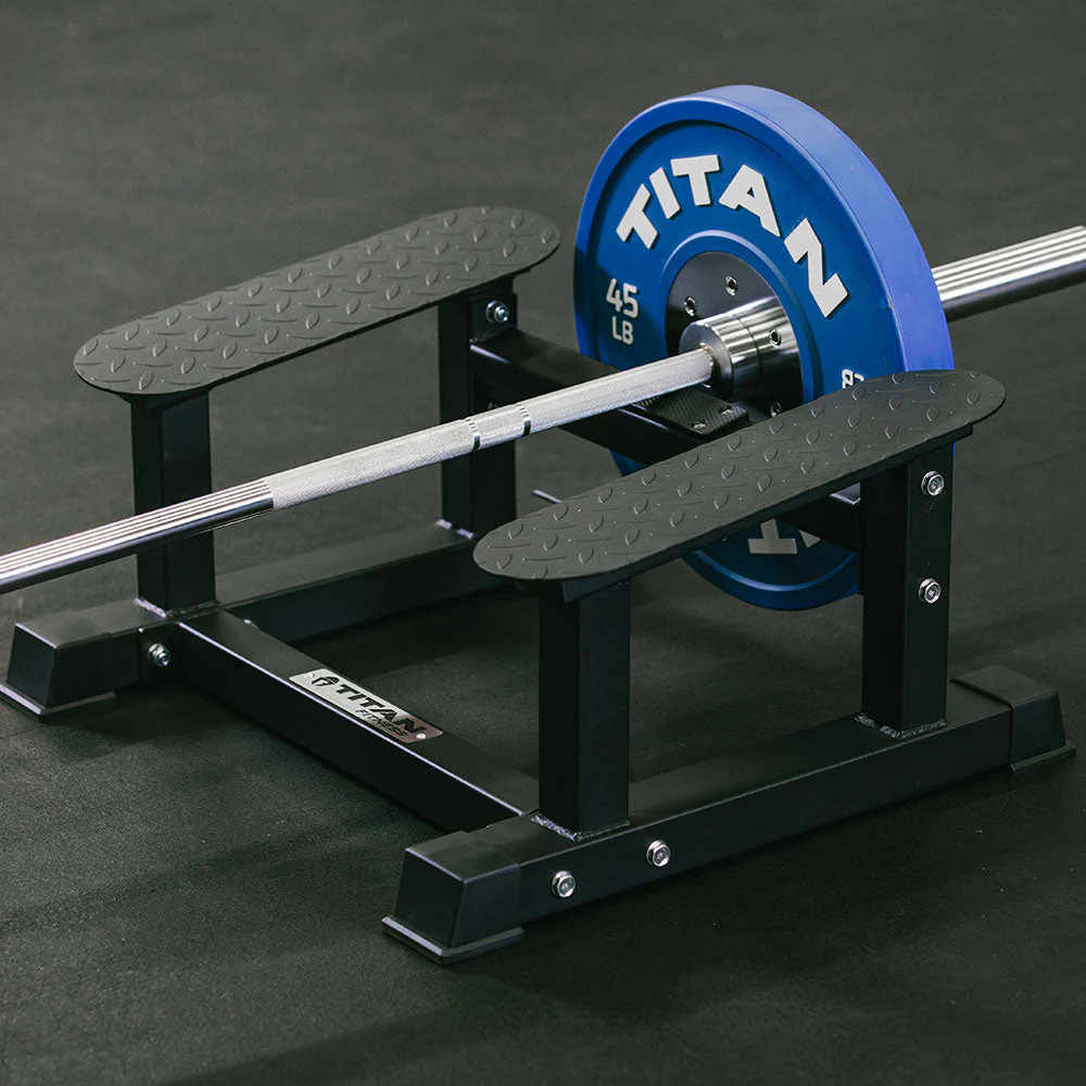 Titan Fitness T Bar Rowing Platform, Elevated/Angled Design for Rows at a Deficit, T Bar Row Platform with Diamond-Plated Footplates, T Bar Platform with Protective UHMW strip, Non-Slip Rubber Feet