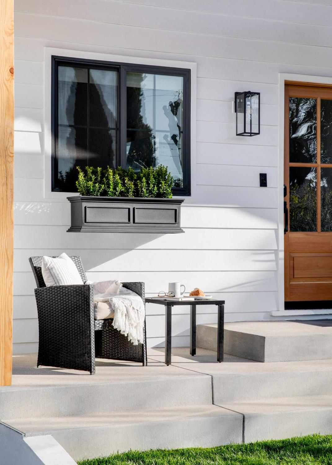 Veradek Brixton 36′′ Black Railing Window Box Planter 2-Pack – Durable, Fade-Resistant, with Drainage Holes