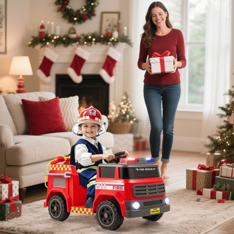 12V Ride on Fire Truck Powered Car with Water Gun and Interphone