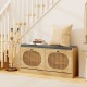 Shoe Storage Bench with Cushion Entryway Rattan Shoe Bench