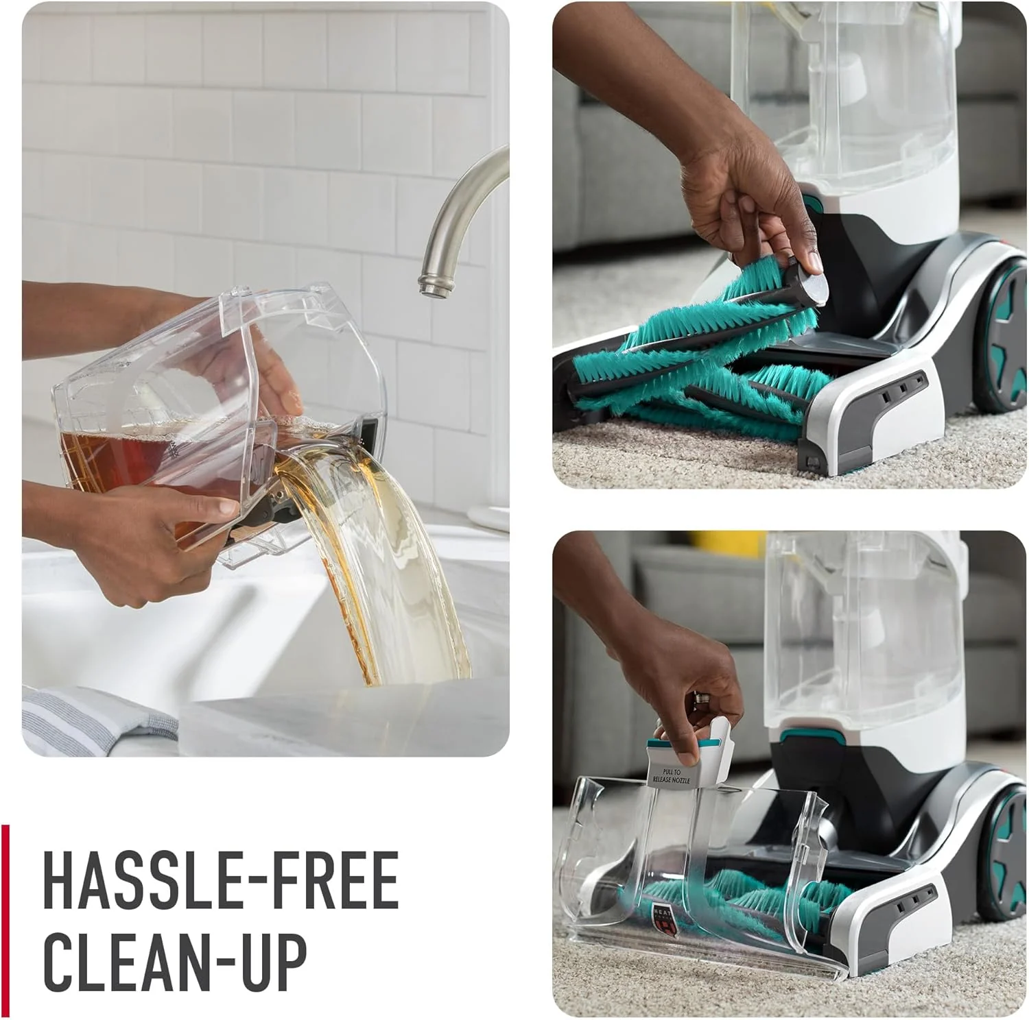 Hoover SmartWash+ Automatic Carpet Cleaner Machine, for Carpet and Upholstery, Deep Cleaning Carpet Shampooer, Carpet Deodorizer and Pet Stain Remover FH52000, Turquoise