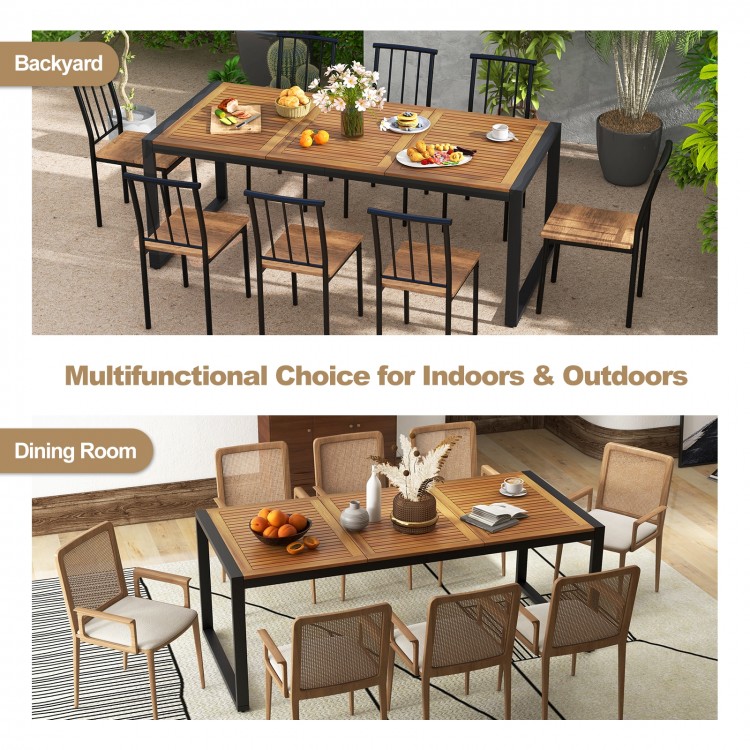 79 Inch Acacia Wood Patio Table with 1.9 Inch Umbrella Hole for Garden and Poolside