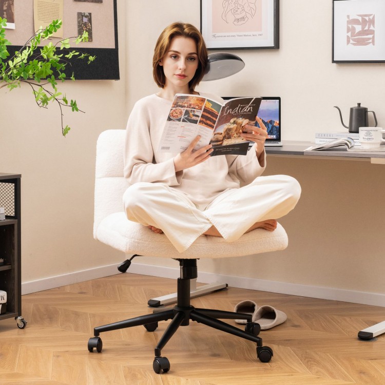 Cross Legged Chair with Wheels with Padded Seat Adjustable Height for Bedroom Study