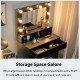 Vanity Table Set with Cushioned Stool and Lighted Mirror