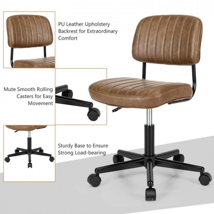 PU Leather Adjustable Office Chair Swivel Task Chair with Backrest