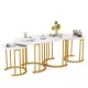 Nesting Coffee Table Set of 3 with Faux Marble Tabletop and Powder-coated Gold Metal Frame