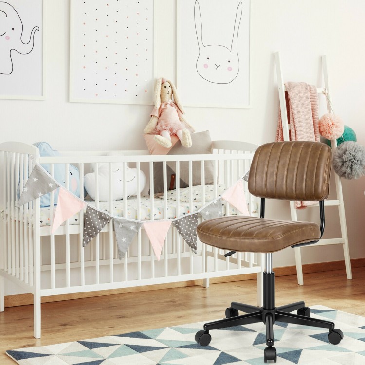 PU Leather Adjustable Office Chair Swivel Task Chair with Backrest