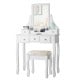 Makeup Vanity Set with Mirror and Cushioned Stool