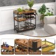 3-Tier Rolling Bar Cart with Removable Tray and Wine Rack