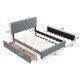 Queen Upholstered Platform Bed with Trundle and 2 Drawers No Box Spring Needed Noise Free