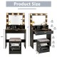 Vanity Table Set with Cushioned Stool and Lighted Mirror