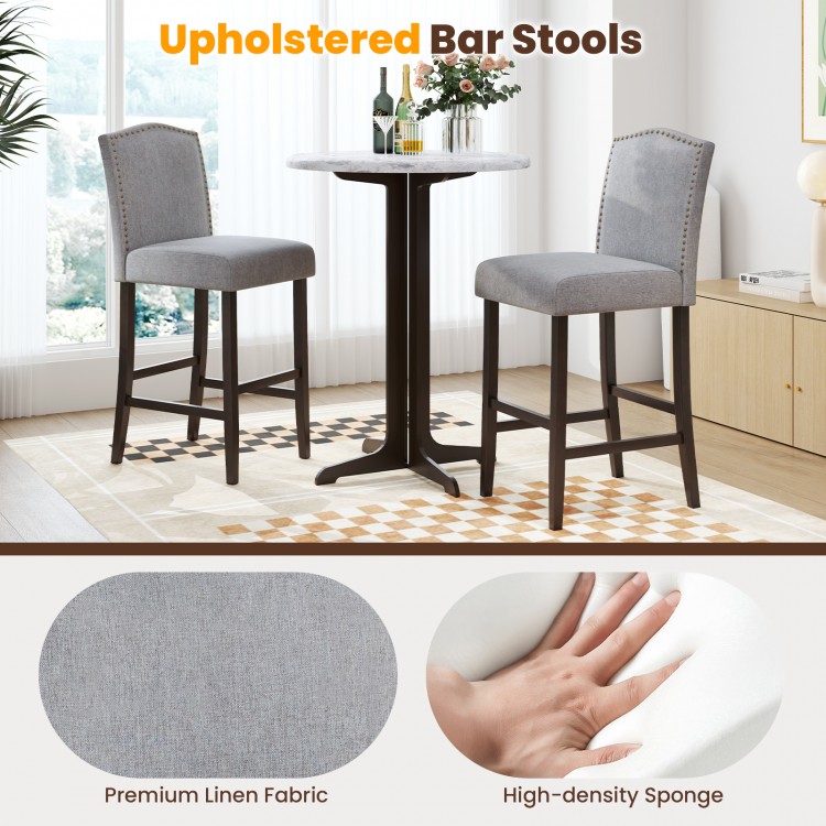 Set of 2 Bar Height Dining Side Barstools with Thick Cushion