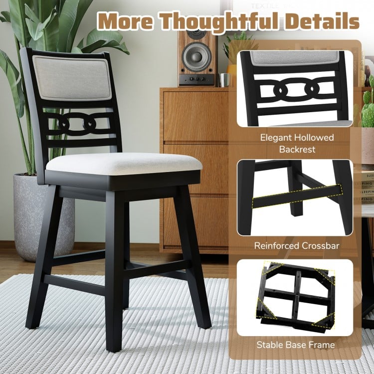 25 Inch Bar Stools Set of 2 with Upholstered Backrest and 360° Rotation Seat