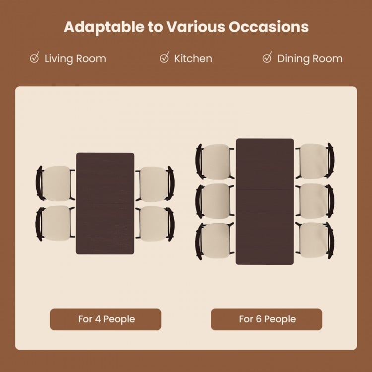 Extendable Folding Dining Table with Rubber Wood Frame and Safety Locks