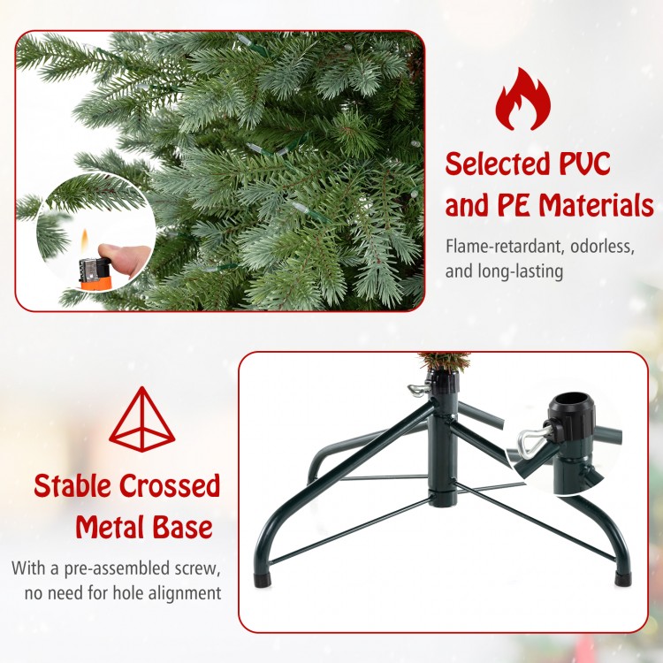 5/6/7 Feet Artificial Christmas Tree with 1426/2116/3156 Lush PVC and 200/300/400 Warm White LED Lights