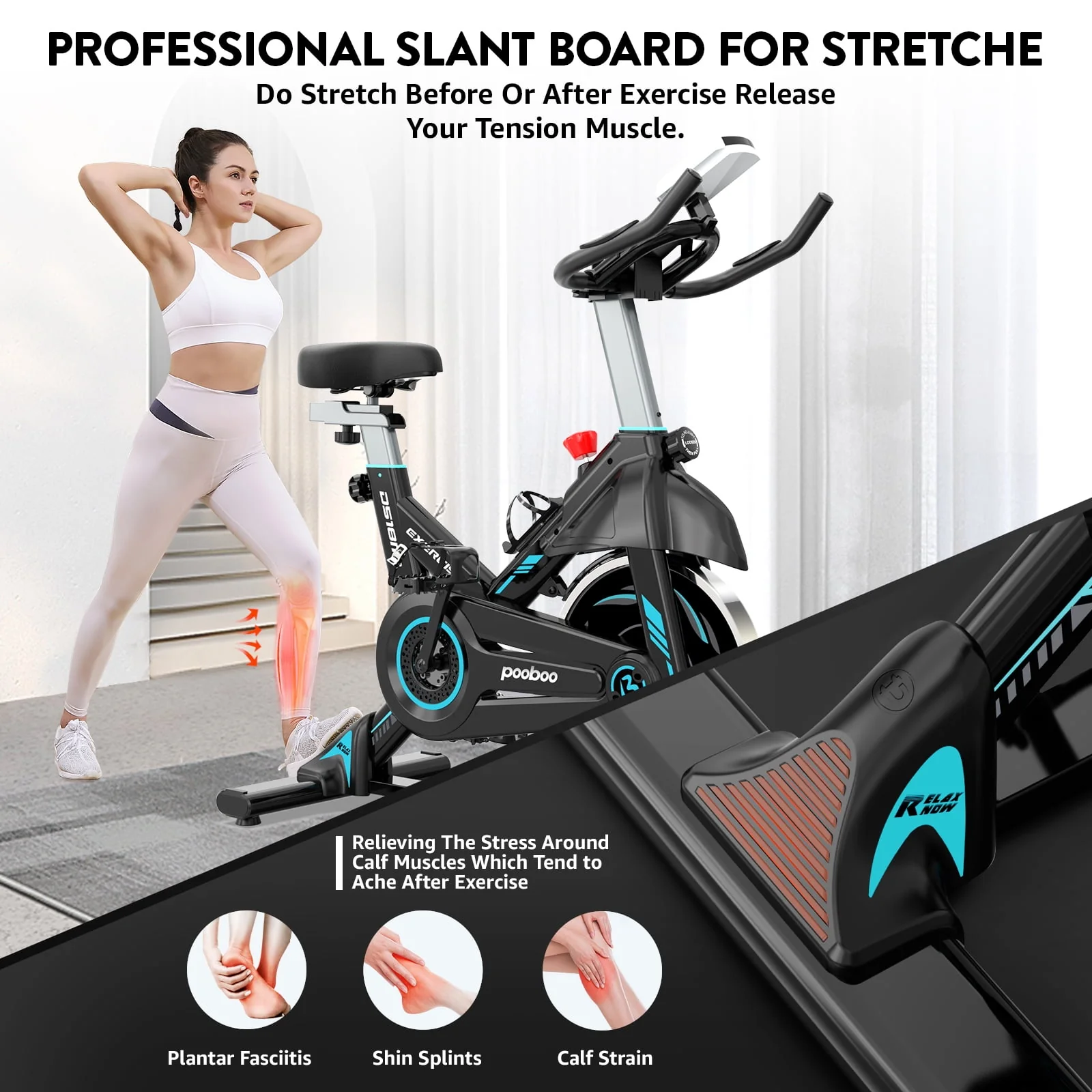 Pooboo Indoor Cycling Bike Magnetic Stationary Exercise Bikes Home Cardio Workout Bicycle Machine 350lb Flywheel Weight 40lbs
