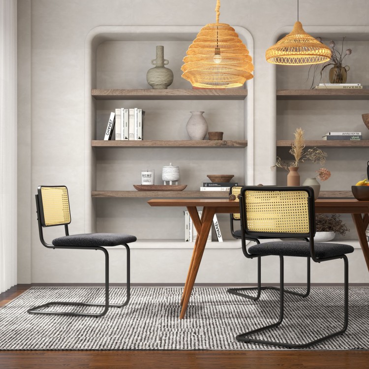 2 Pieces Mid-Century Modern Dining Chair with Cantilever Design