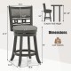 Counter Height Bar Chair with Wooden Frame Swivel Seat and Footrest for Pub Bar Restaurant