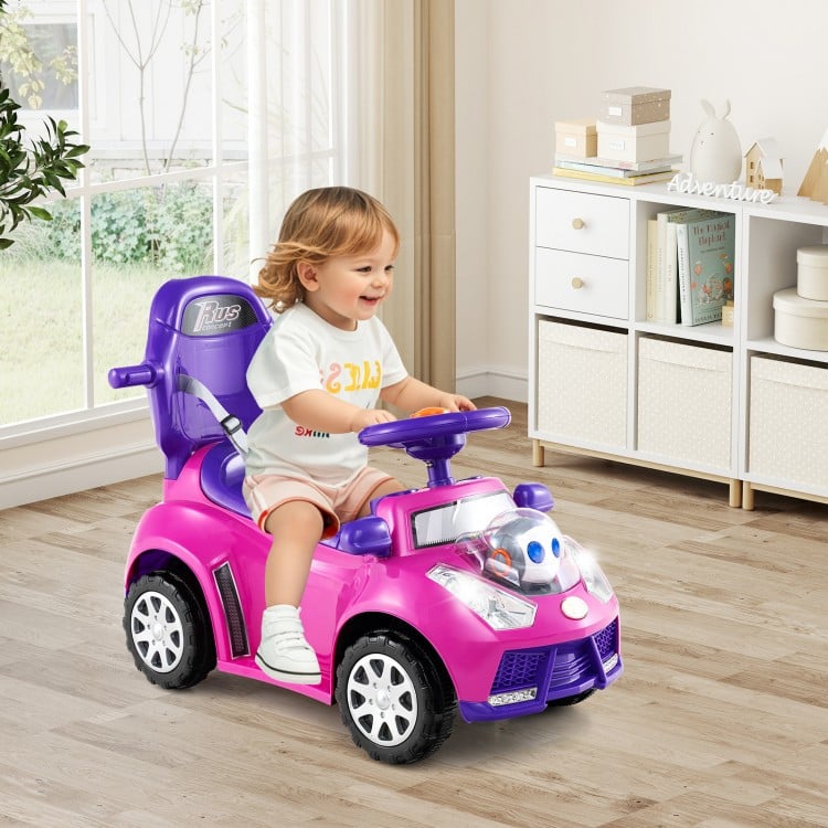 3-in-1 Push Car for Toddler Sliding Car with Seat Belt and Canopy