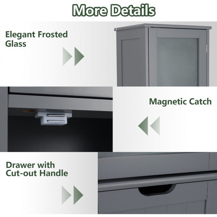 Tall Floor Storage Cabinet with 2 Doors and 1 Drawer for Bathroom