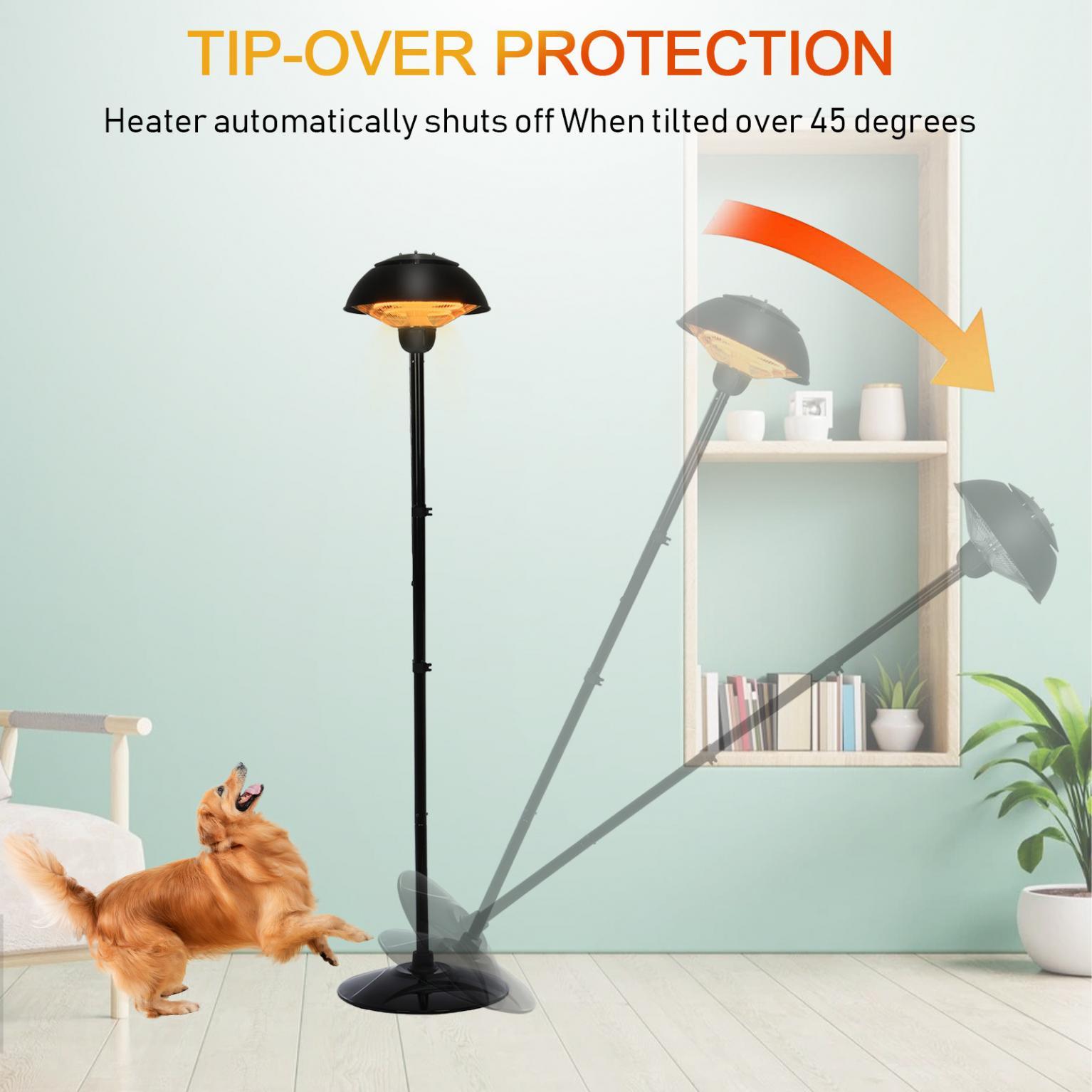 Hammered Bronze Electric Patio Heater, 1500W Infrared, Freestanding, Weather-Resistant for Outdoor Use