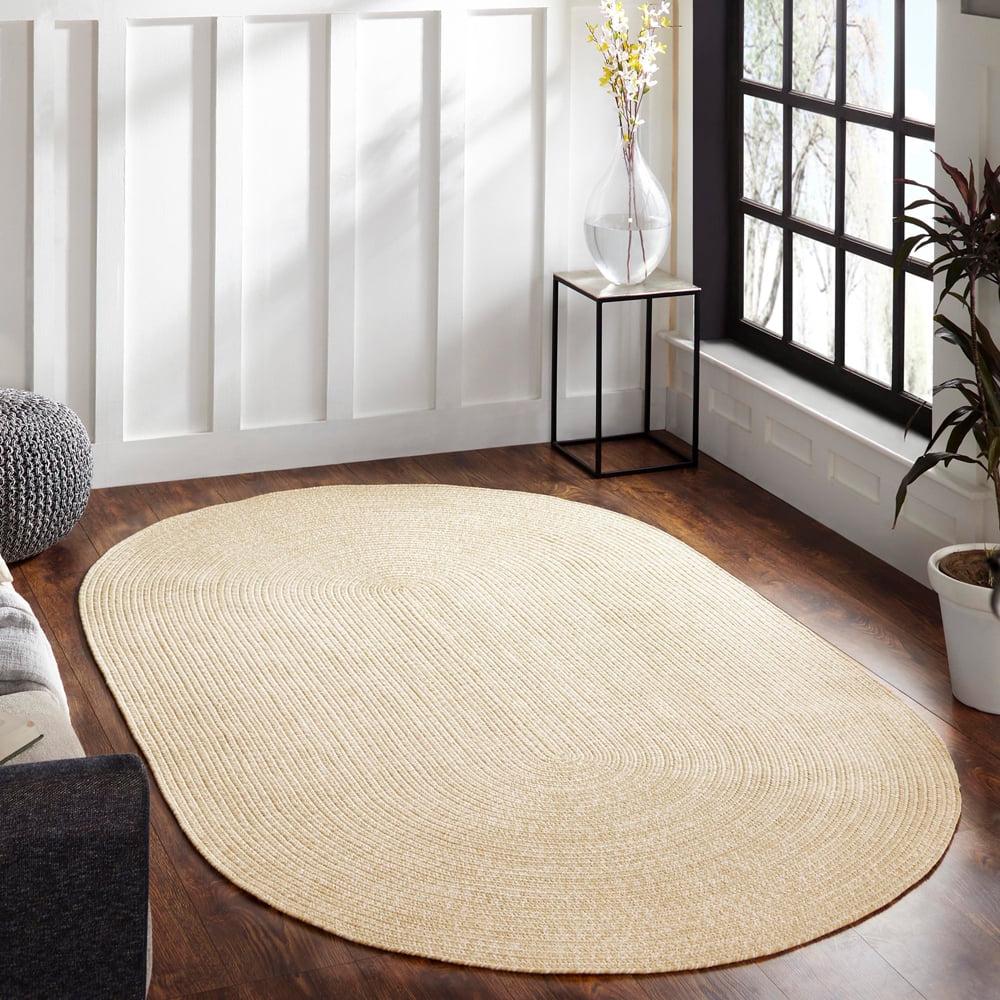 SUPERIOR Braided Oval Area Rug 8×10, Cream/White – Indoor Outdoor, Stain & Fade Resistant, OEKO-TEX Certified
