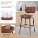 Set of 2 Bar Stools with Padded Seat and Footrest for Kitchen Island