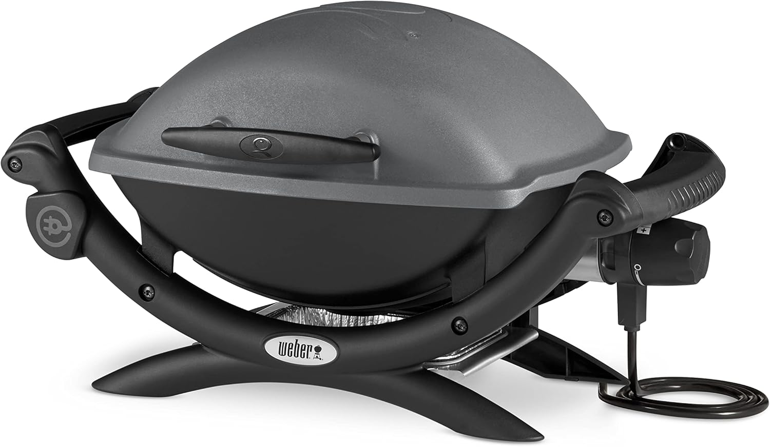Weber Q1400 elektrisk grill, 43 x 32 cm grillpladser, bærbar grillgrill, 2-delt porcelænsmaleret støbejerns grillrist, støbt aluminium låg & hus - mørkegrå (52020079)