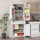 72 Inch Freestanding Kitchen Pantry Cabinet 4 Doors Storage Cupboard Shelves Drawer