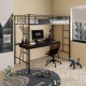 Twin Size Space-saving Metal Loft Bed with Full-Length Guardrail and 2 Ladders